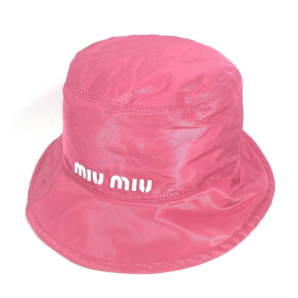 Miumiu Hat 5Hc196 Polyester Pink Logo M