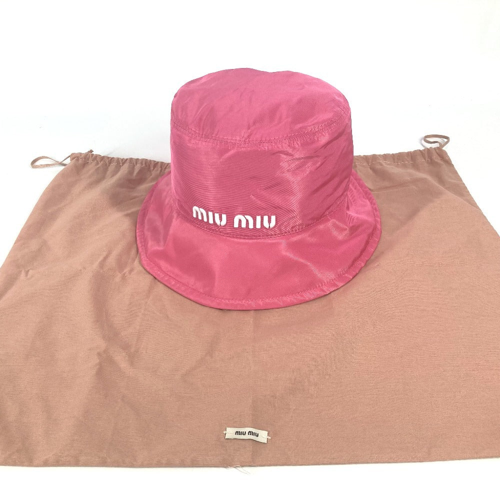 Miumiu Hat 5Hc196 Polyester Pink Logo M