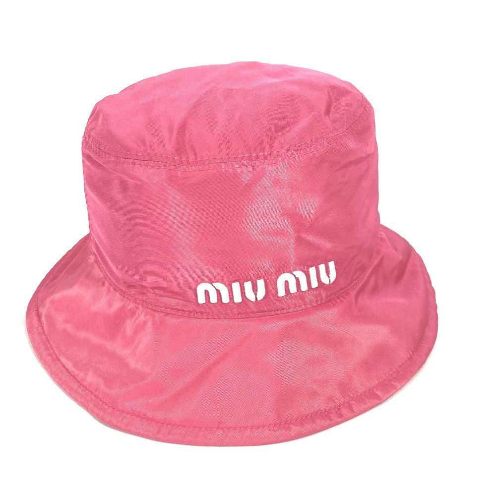 Miumiu Hat 5Hc196 Polyester Pink Logo M