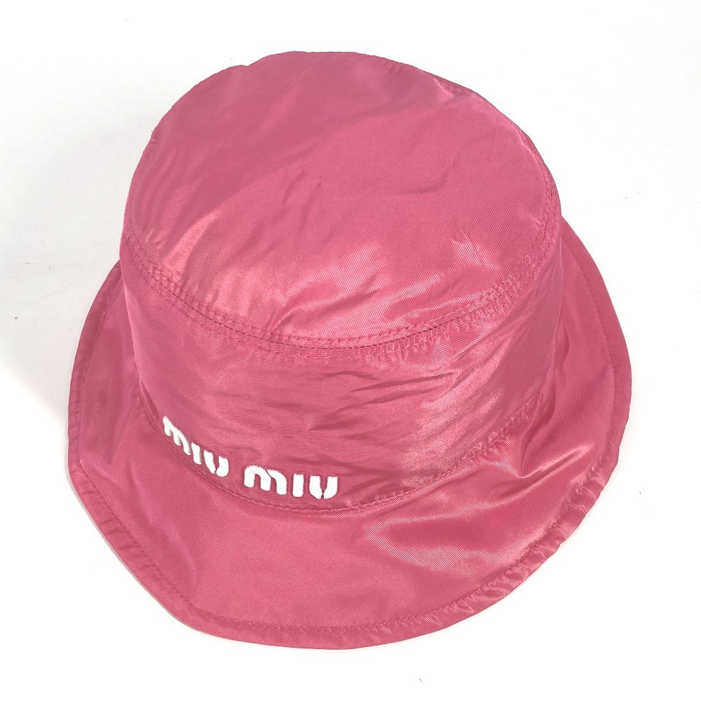 Miumiu Hat 5Hc196 Polyester Pink Logo M
