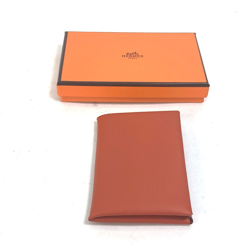 Hermes Card Case Swift Orange Business Card Holder Pass Case Kalvi Palm Tree Design Unisex(Unisex)