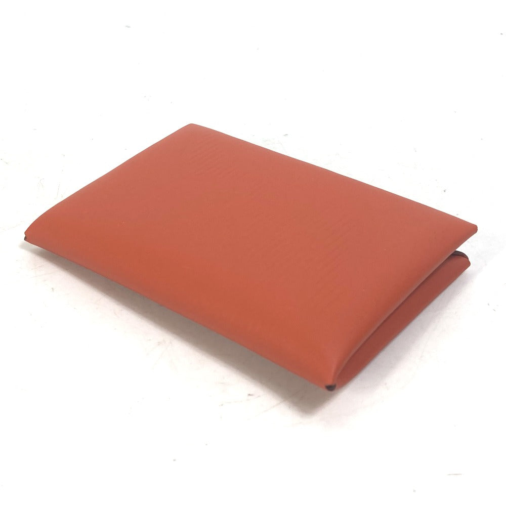 Hermes Card Case Swift Orange Business Card Holder Pass Case Kalvi Palm Tree Design Unisex(Unisex)