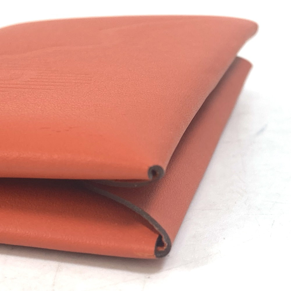 Hermes Card Case Swift Orange Business Card Holder Pass Case Kalvi Palm Tree Design Unisex(Unisex)