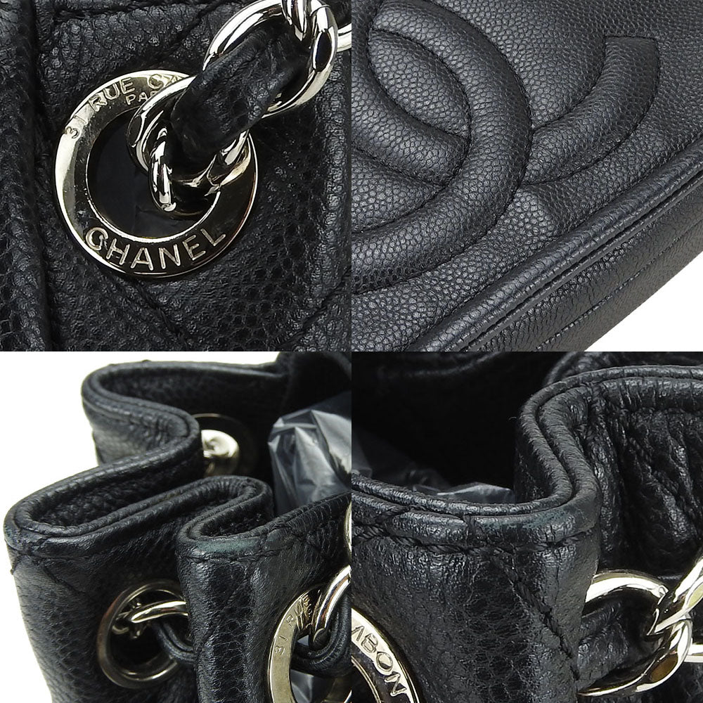 Chanel Shoulder Bag Caviar Skin Black Chainshoulder Women