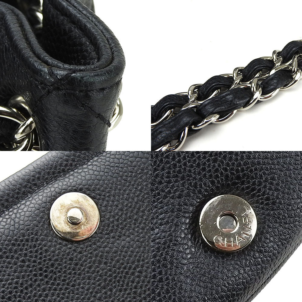 Chanel Shoulder Bag Caviar Skin Black Chainshoulder Women