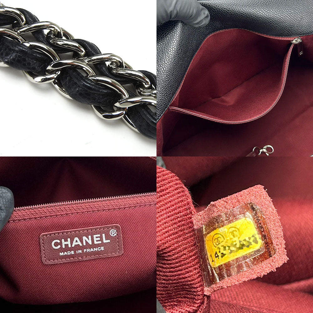 Chanel Shoulder Bag Caviar Skin Black Chainshoulder Women