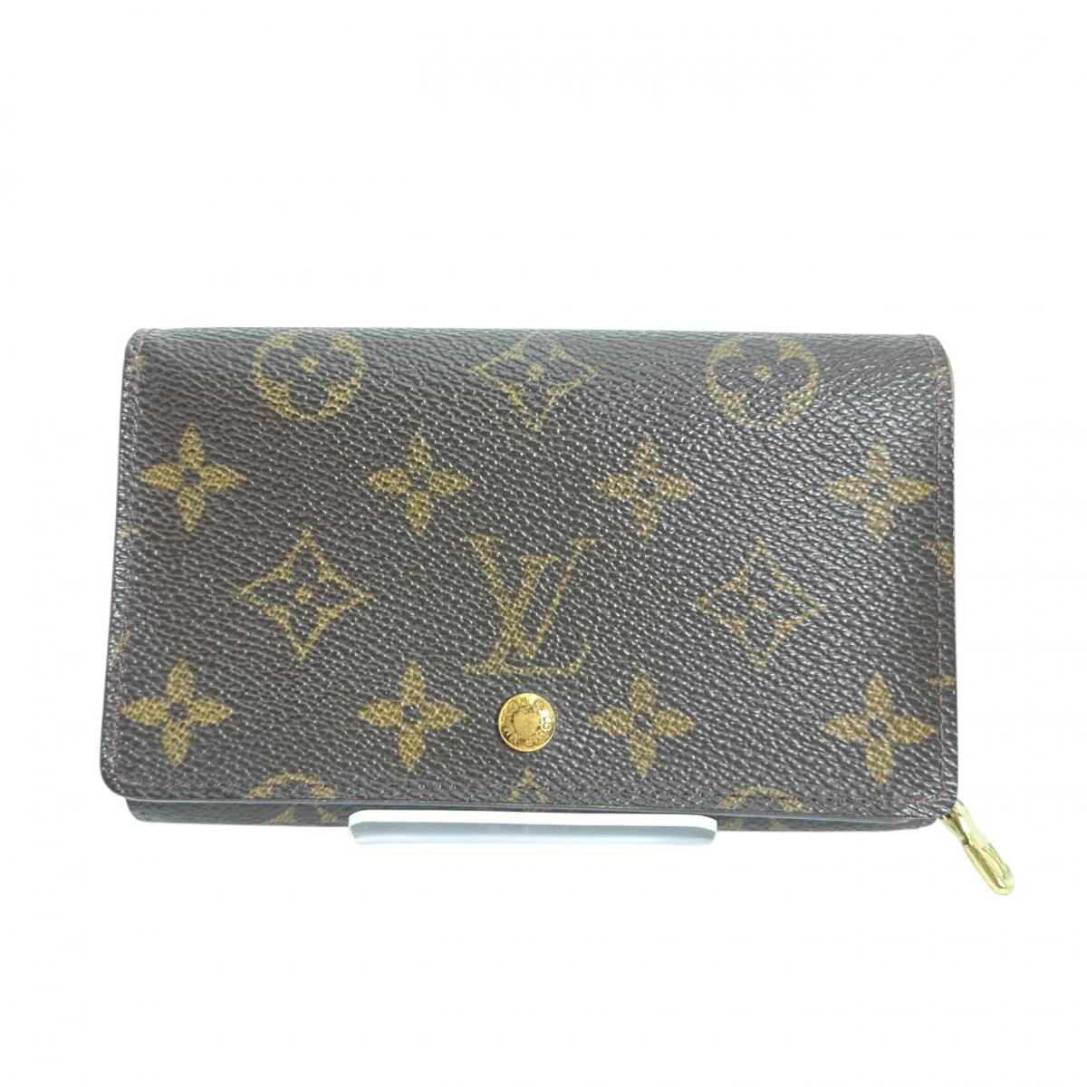 Louis Vuitton Bifold Wallet M61730 Monogram Canvas Brown L-Shaped Fastener Monogram Porto Monevier