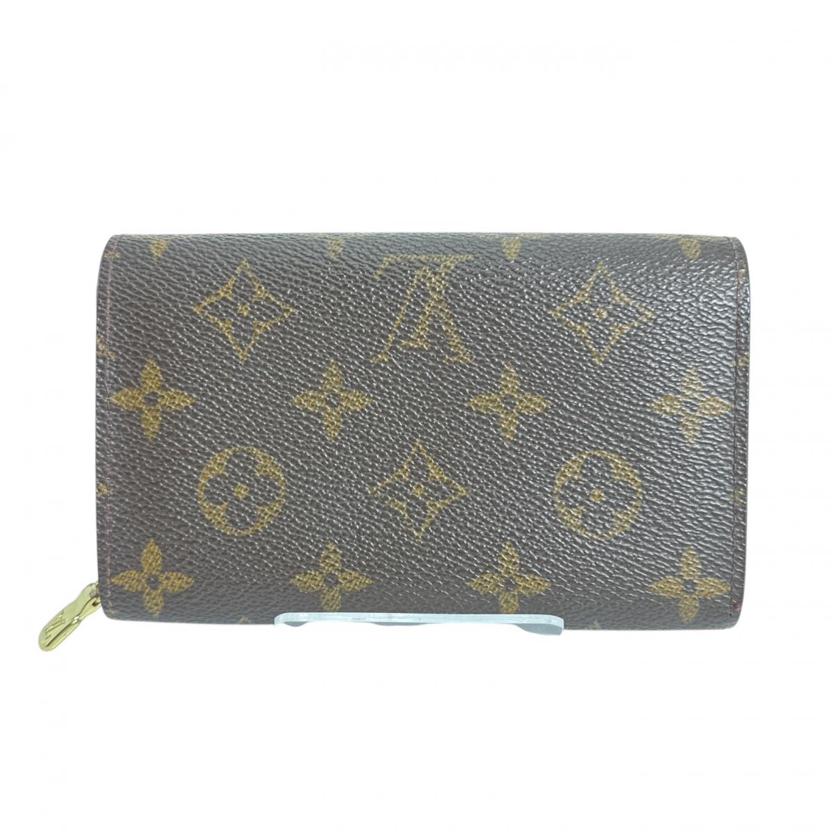 Louis Vuitton Bifold Wallet M61730 Monogram Canvas Brown L-Shaped Fastener Monogram Porto Monevier