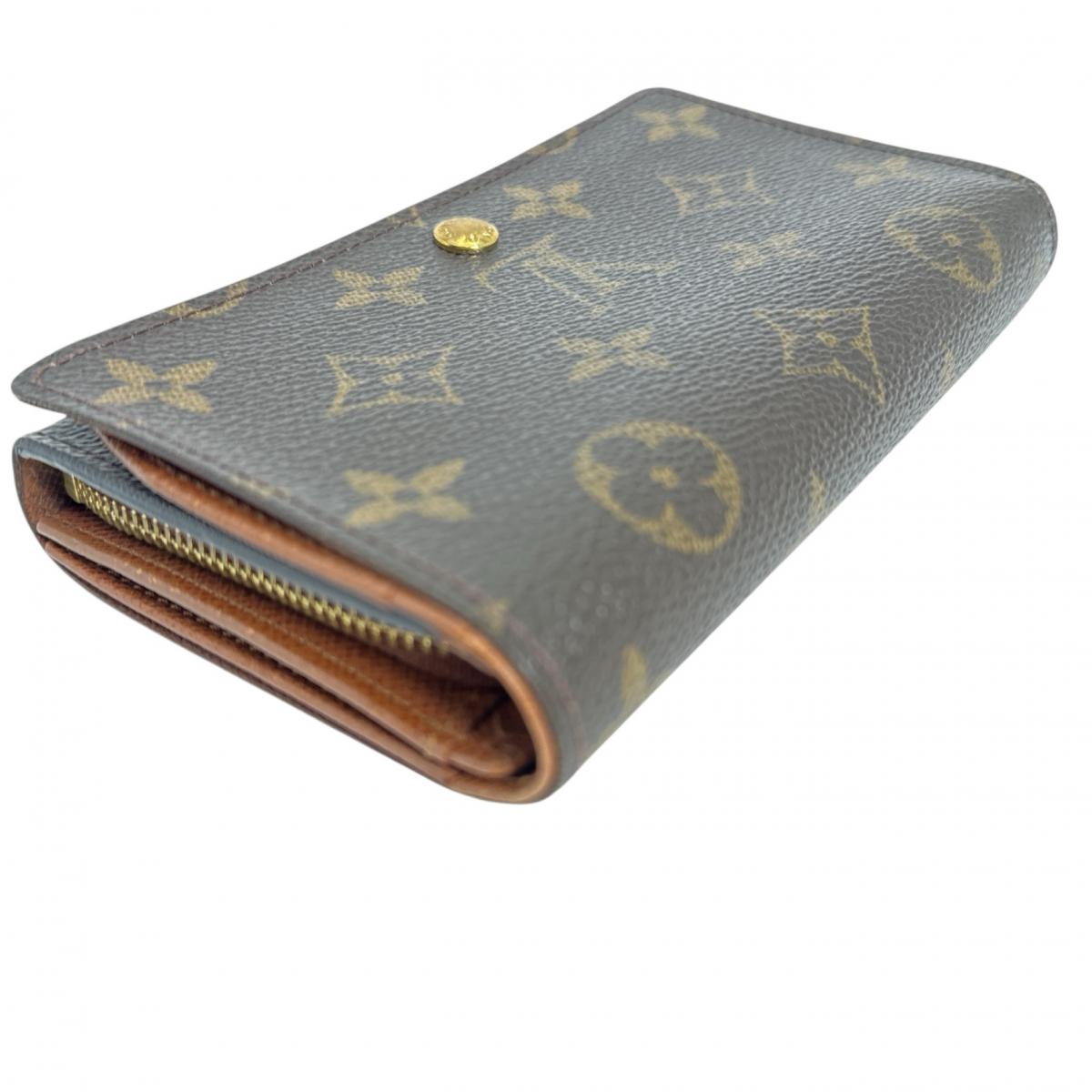 Louis Vuitton Bifold Wallet M61730 Monogram Canvas Brown L-Shaped Fastener Monogram Porto Monevier