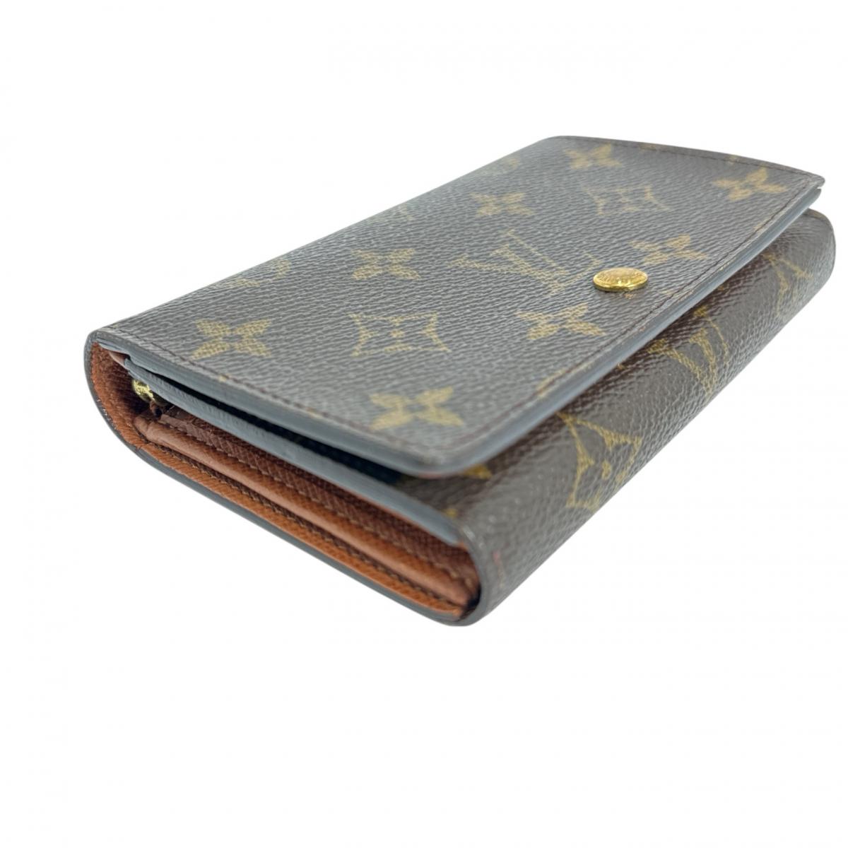 Louis Vuitton Bifold Wallet M61730 Monogram Canvas Brown L-Shaped Fastener Monogram Porto Monevier