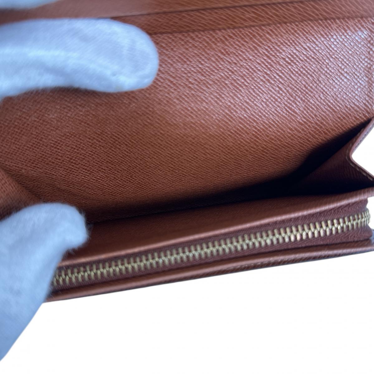 Louis Vuitton Bifold Wallet M61730 Monogram Canvas Brown L-Shaped Fastener Monogram Porto Monevier