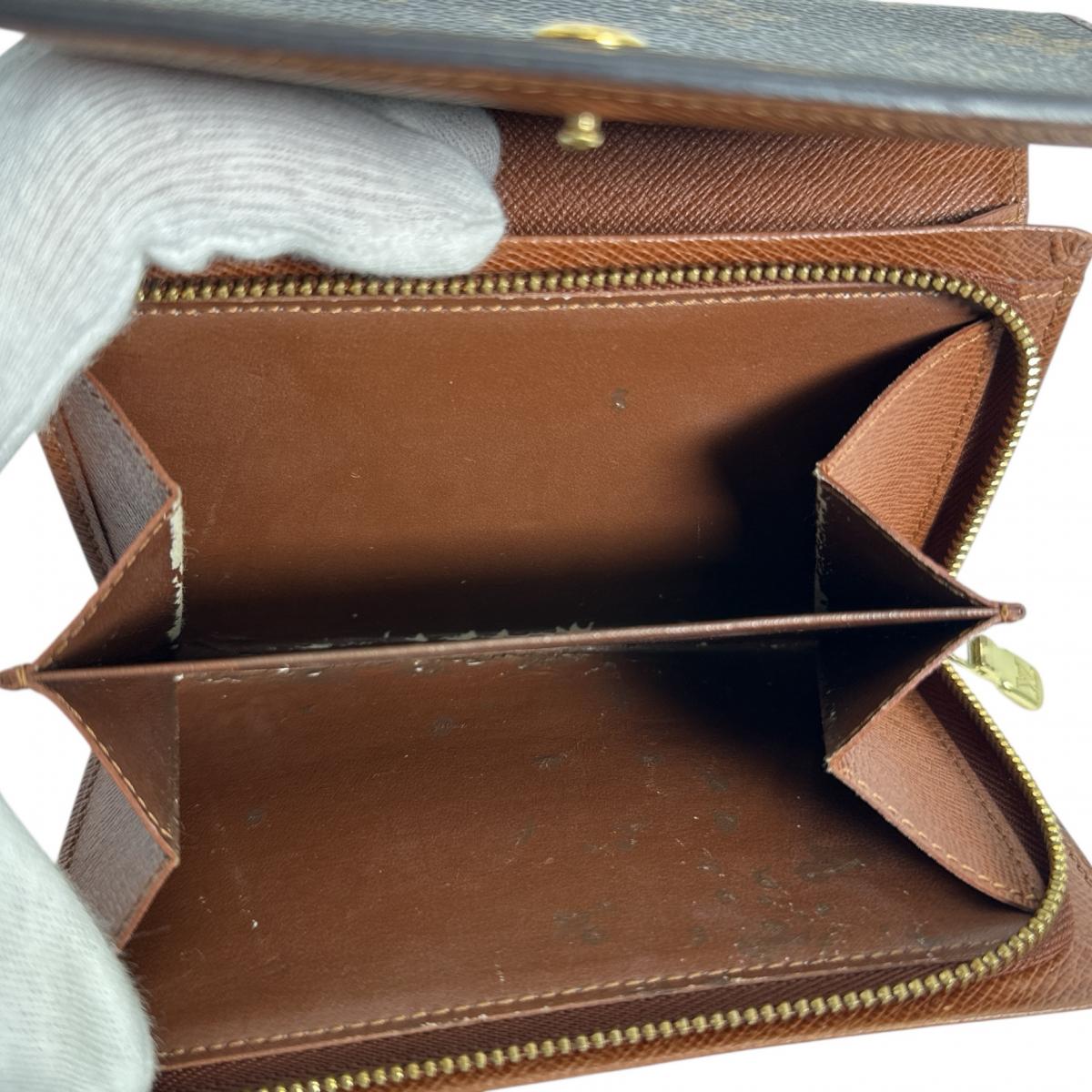 Louis Vuitton Bifold Wallet M61730 Monogram Canvas Brown L-Shaped Fastener Monogram Porto Monevier
