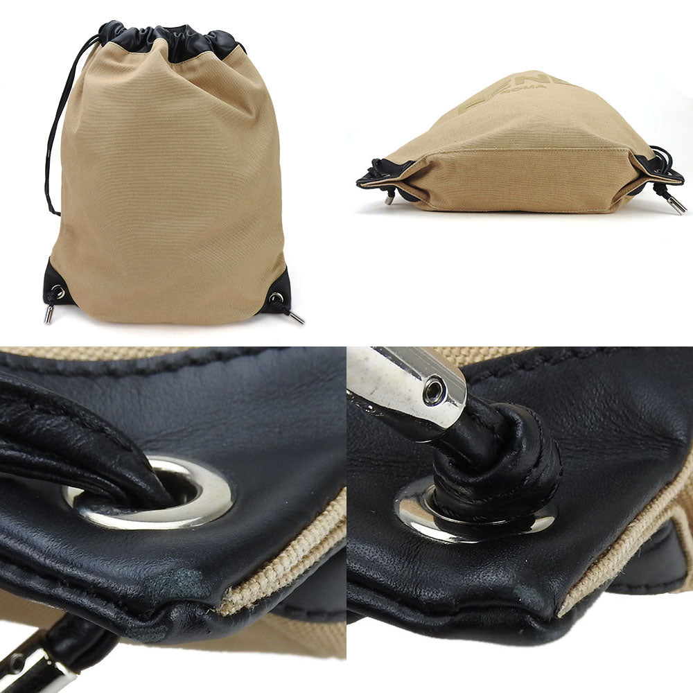 Fendi Backpack 7Vz057 Canvas, Leather Beige Women