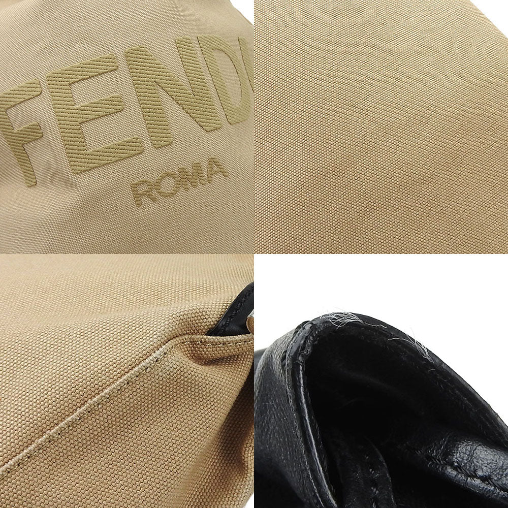 Fendi Backpack 7Vz057 Canvas, Leather Beige Women