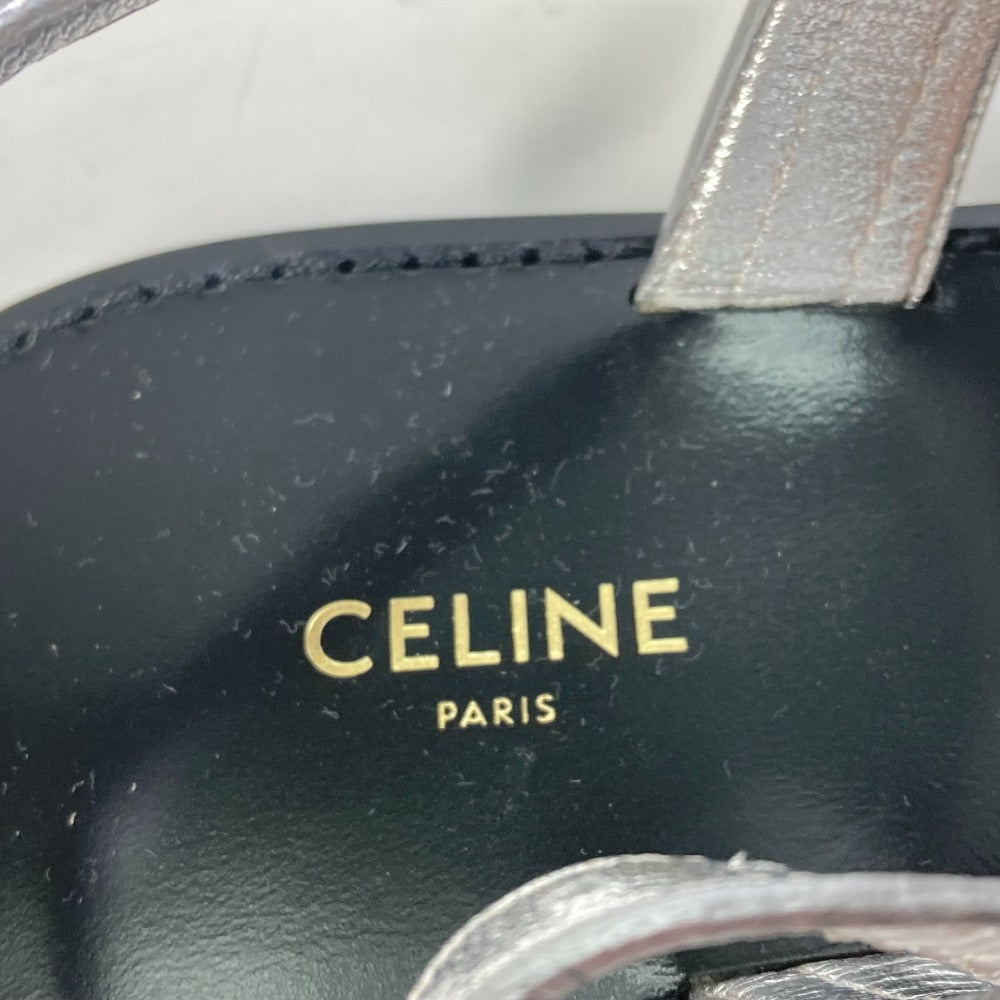 Celine Sandals Leather Silver Triomphe Tongs Women 36