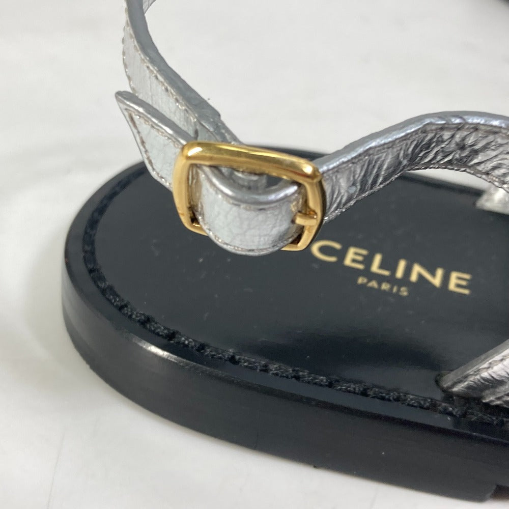 Celine Sandals Leather Silver Triomphe Tongs Women 36