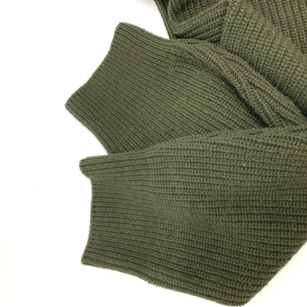 Celine Sweater 2Ab97 Wool Khaki Logo Leopard Pattern Mens L