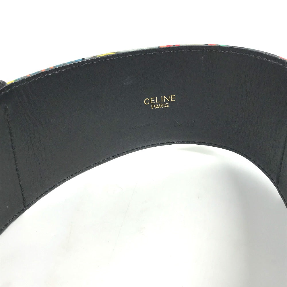 Celine Belt Leather, Silk Black Vintage Wide Belt Scarf Pattern Women 65