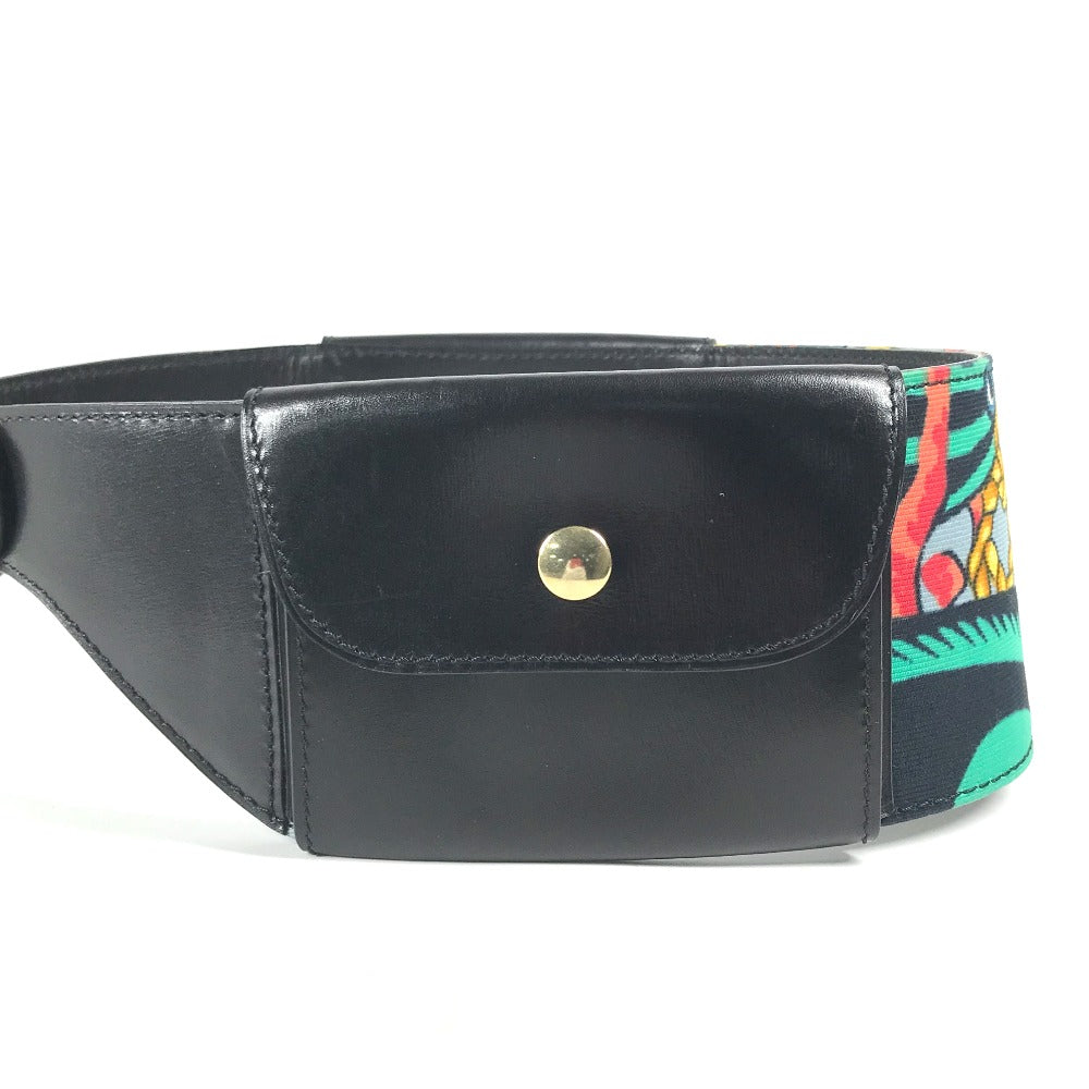 Celine Belt Leather, Silk Black Vintage Wide Belt Scarf Pattern Women 65