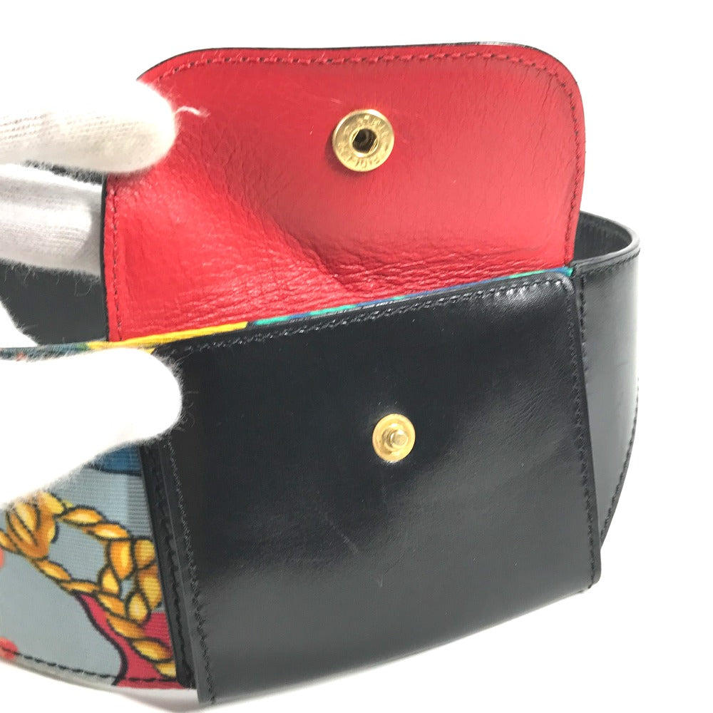 Celine Belt Leather, Silk Black Vintage Wide Belt Scarf Pattern Women 65