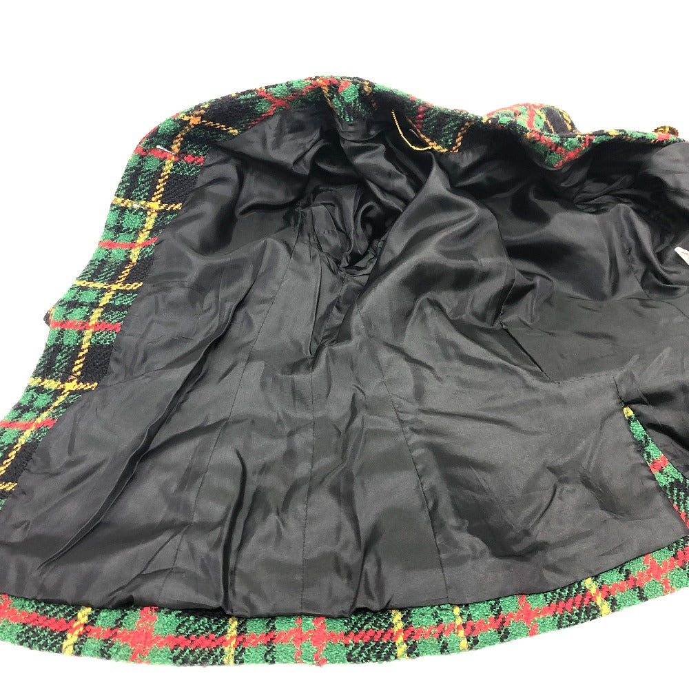Celine Jacket Tweed Green/Yellow/Red/Black Vintage Check Macadam Button Jacket Outerwear Apparel