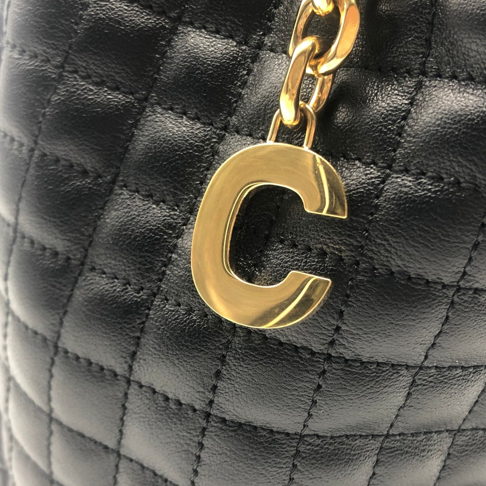 Celine Backpack 188373Bfi Leather Black X Gold Metal Small C Charm Women