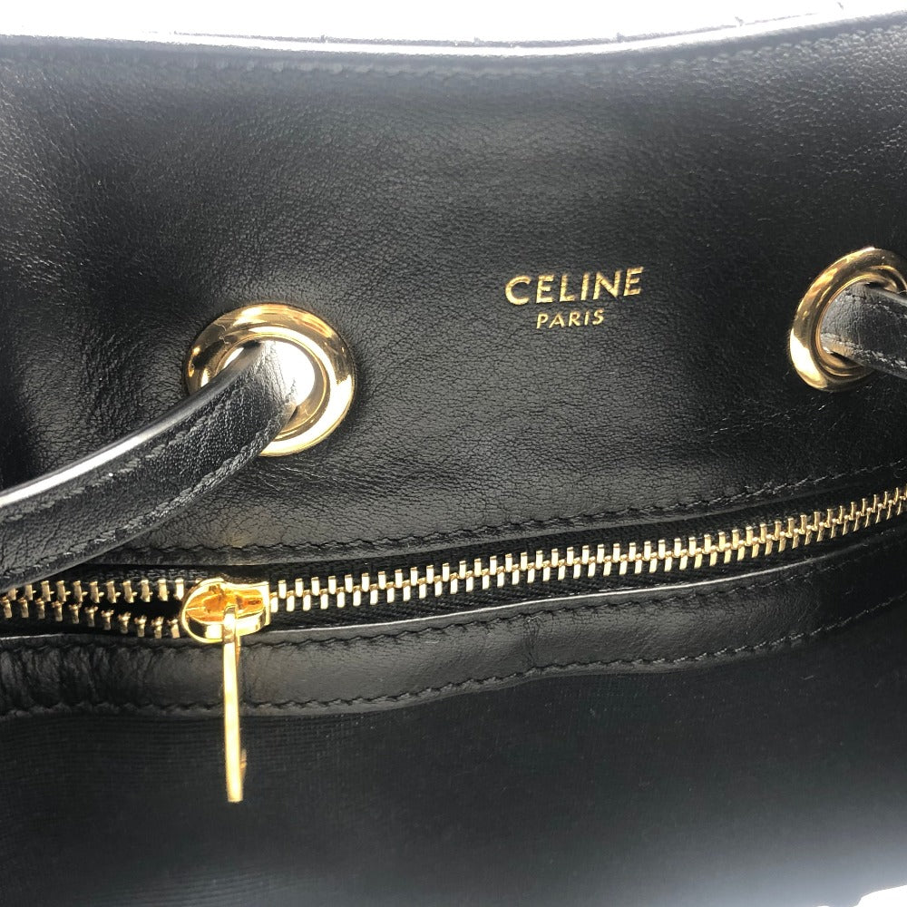 Celine Backpack 188373Bfi Leather Black X Gold Metal Small C Charm Women