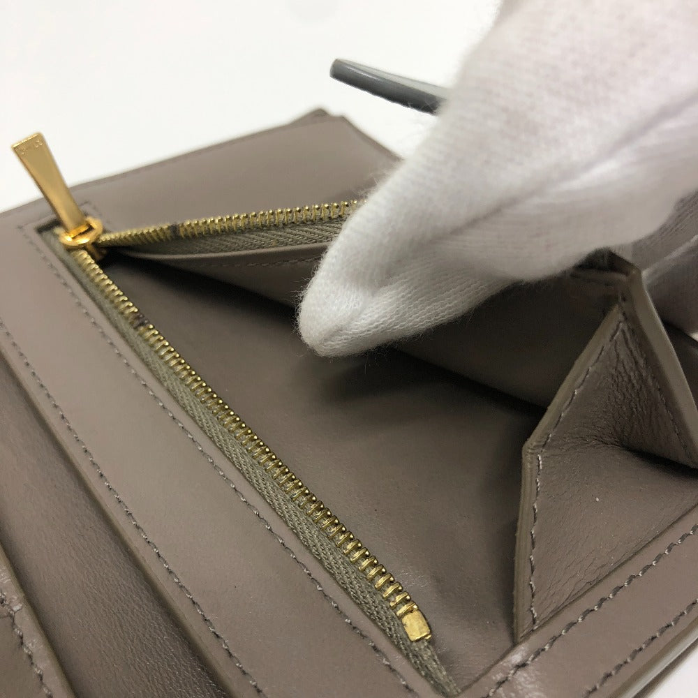 Celine Folded Wallet 10B643Bru Leather Gray Bicolor Medium Strap Wallet Women