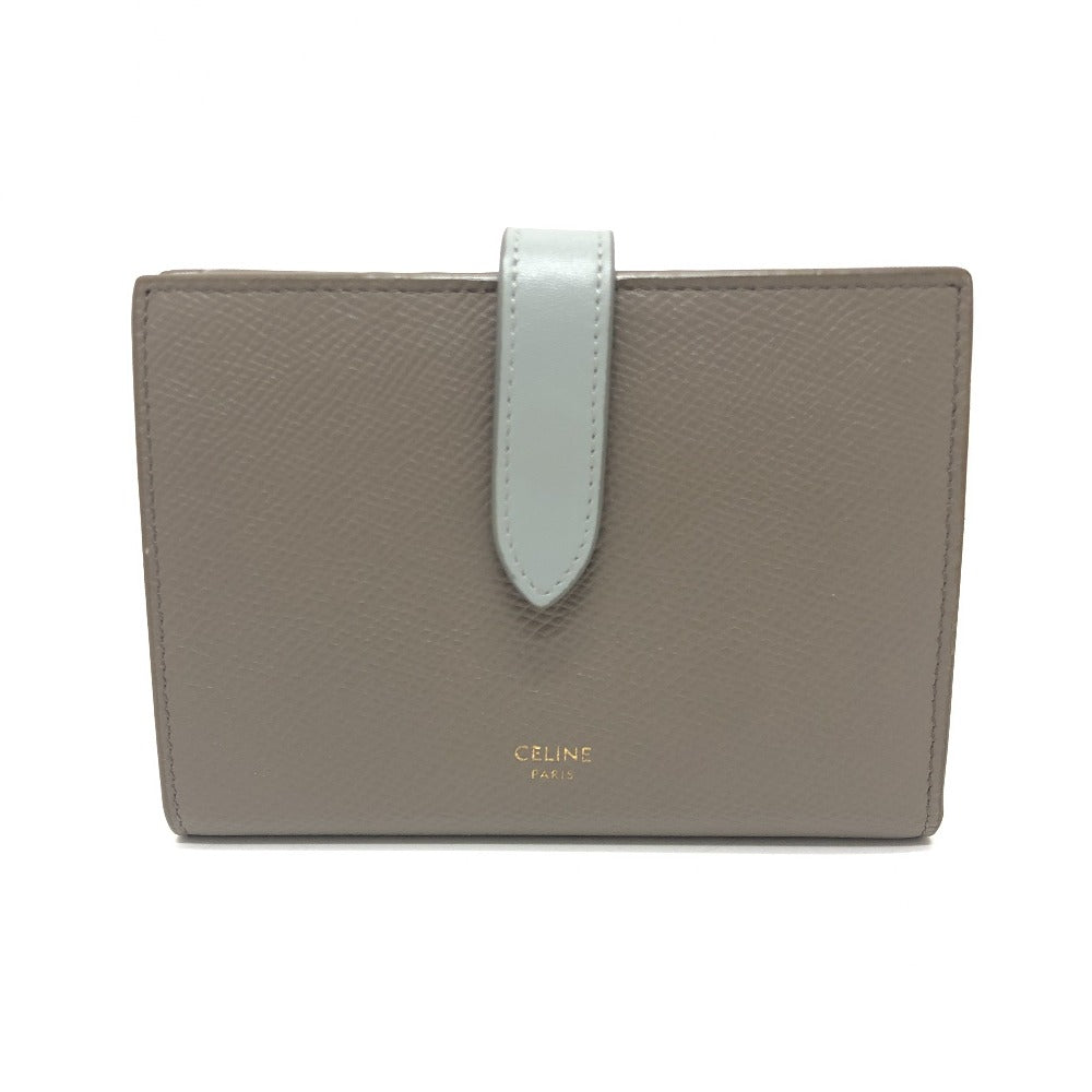 Celine Folded Wallet 10B643Bru Leather Gray Bicolor Medium Strap Wallet Women