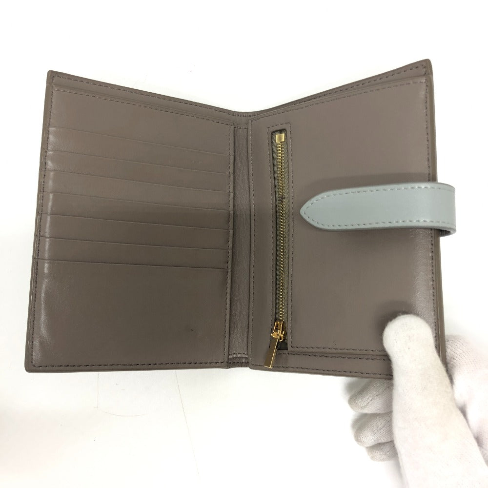 Celine Folded Wallet 10B643Bru Leather Gray Bicolor Medium Strap Wallet Women