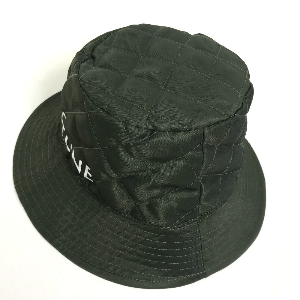 Celine Hat 2Aub8930C Nylon Khaki X Orange Quilting Logo Women S