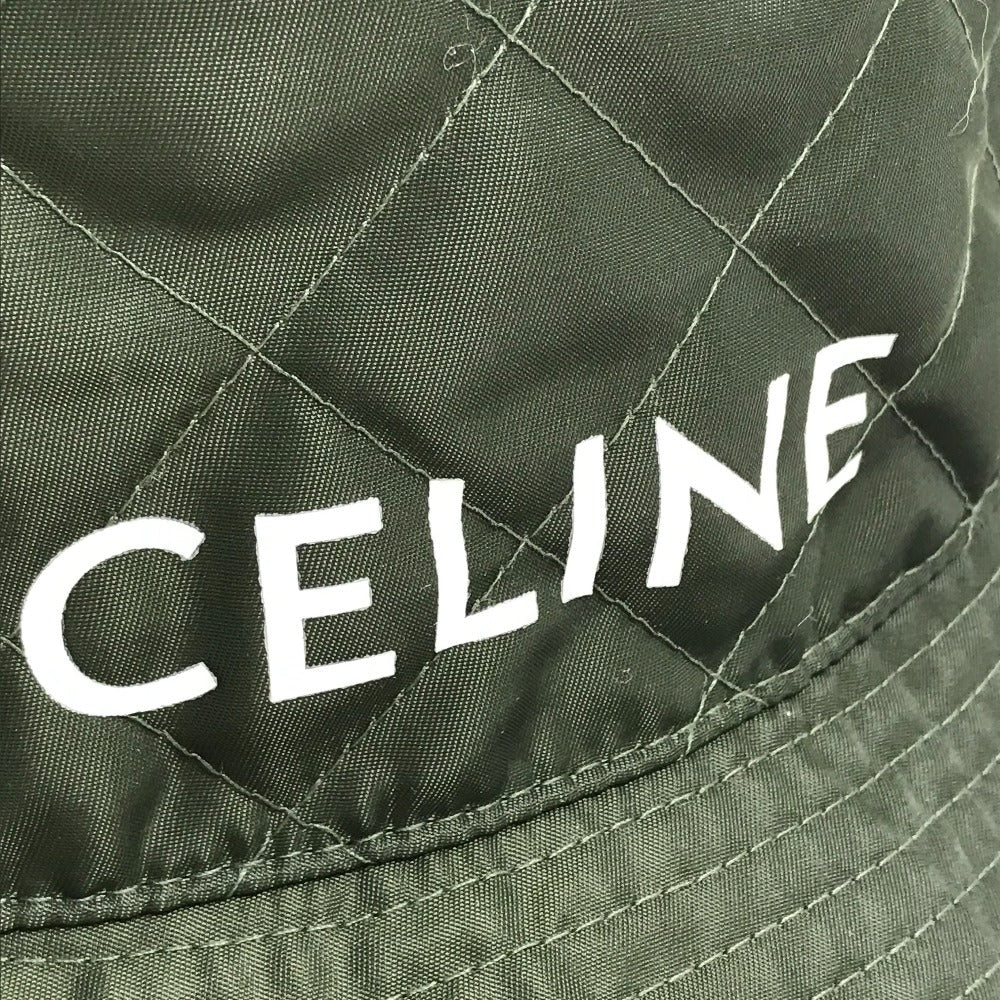 Celine Hat 2Aub8930C Nylon Khaki X Orange Quilting Logo Women S