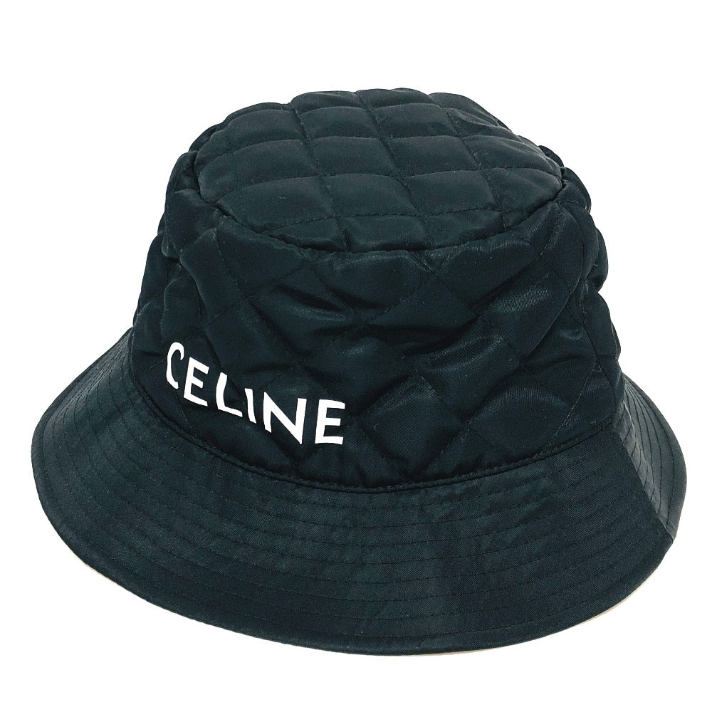 Celine Hat 2Aub0930C Nylon Black Logo Quilting ?