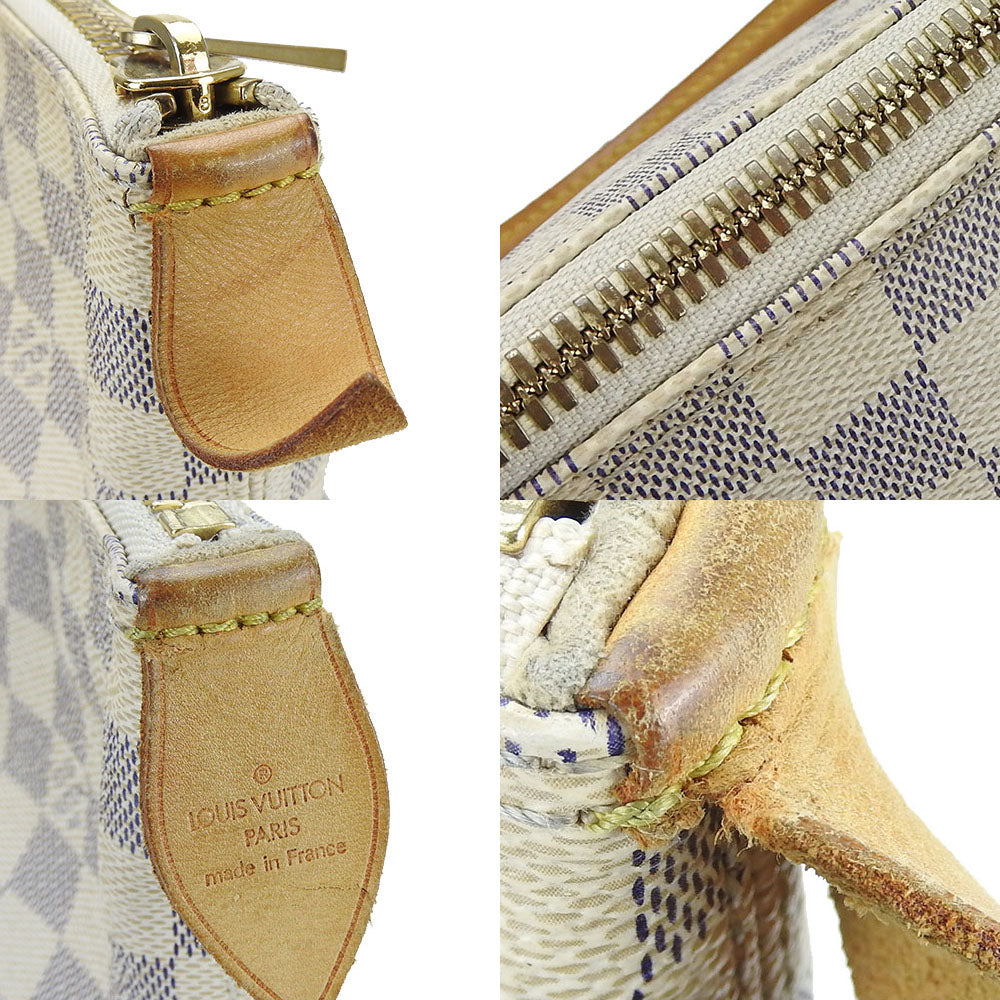 Louis Vuitton Handbag N51185 Damier Azur, Tanned Leather White Saleyamm Women