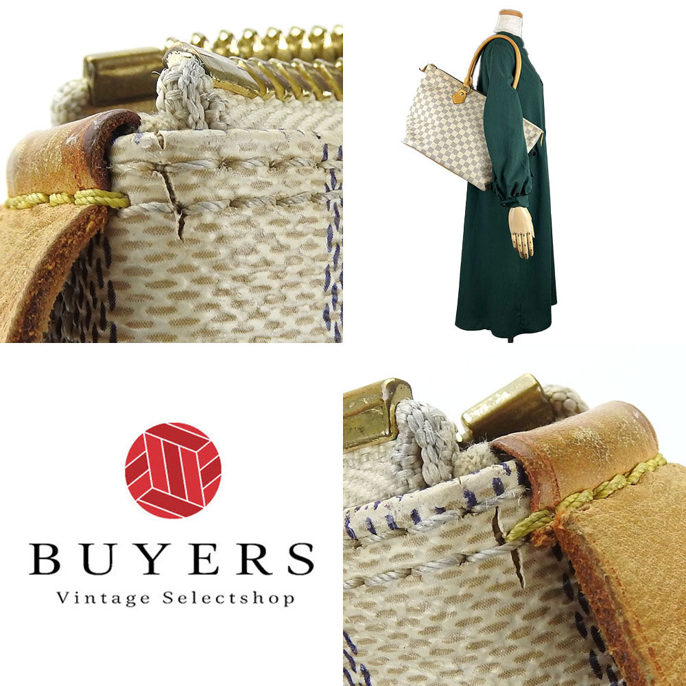 Louis Vuitton Handbag N51185 Damier Azur, Tanned Leather White Saleyamm Women