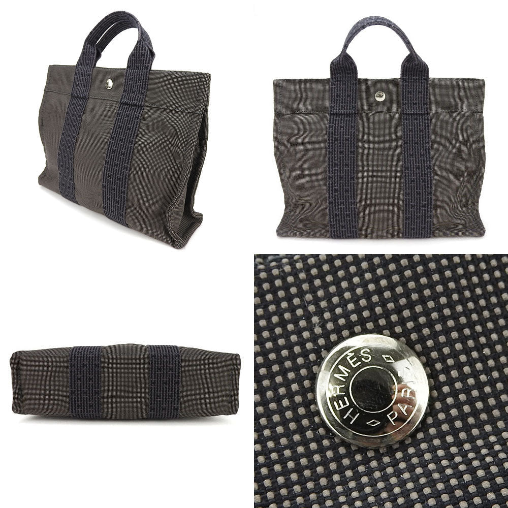 Hermes Tote Bag Canvas Gray Her Line Tote Pm Unisex(Unisex)