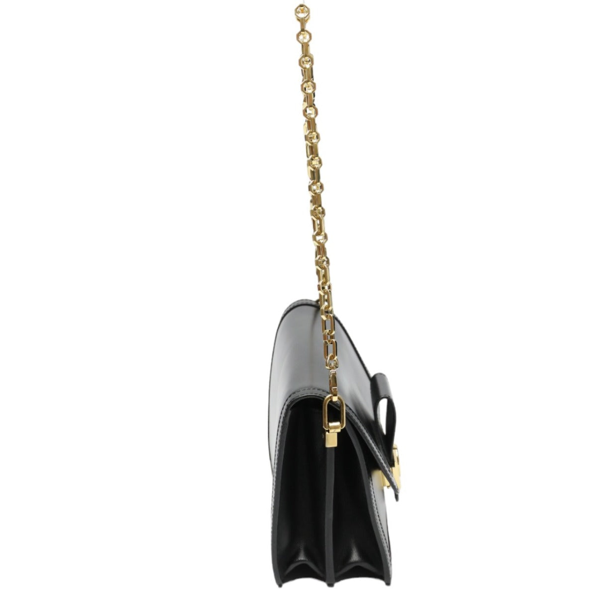 Louis Vuitton Shoulder Bag M55821 Calf Leather Noir Chain Lv Lock Dauphine Mm Women