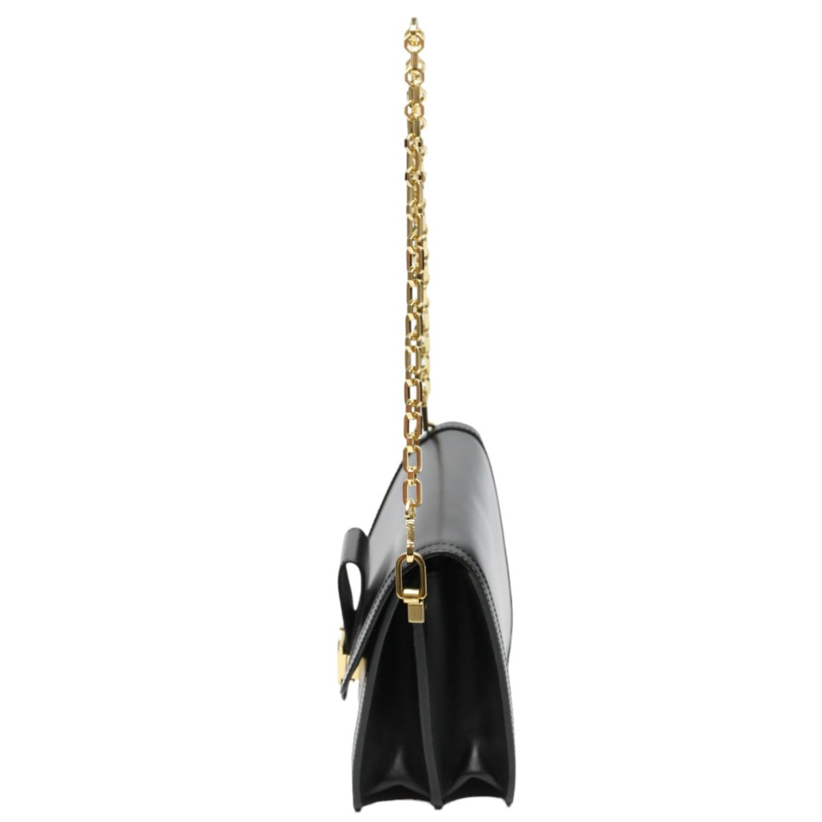 Louis Vuitton Shoulder Bag M55821 Calf Leather Noir Chain Lv Lock Dauphine Mm Women
