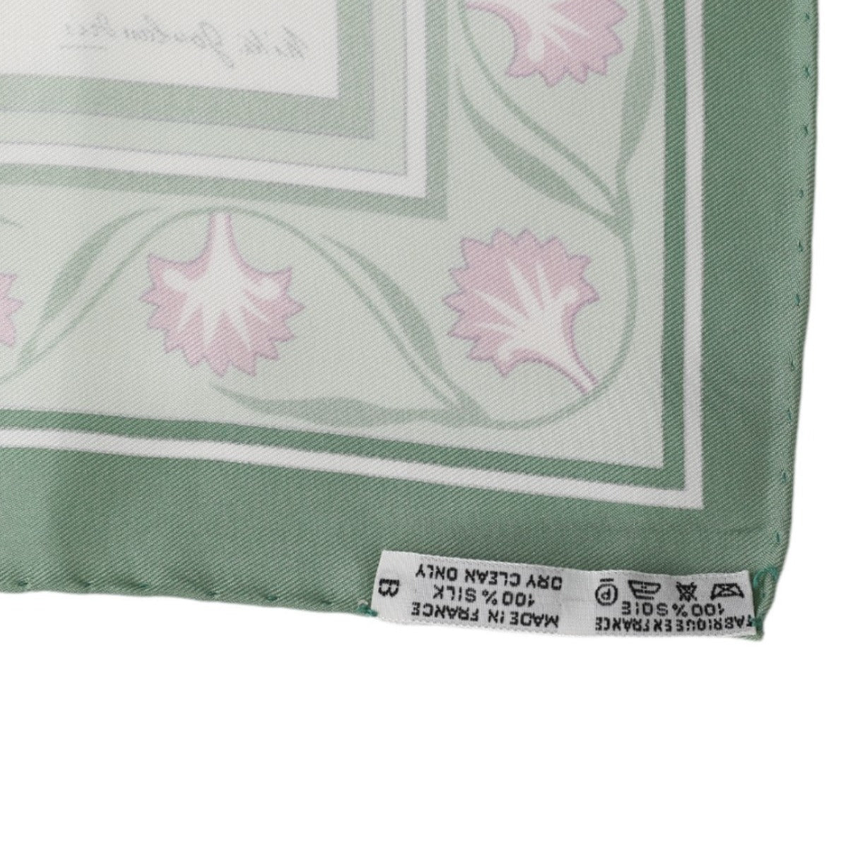 Hermes Scarf Silk Green Scarf Flour Wild Carnations And Dianthus Women