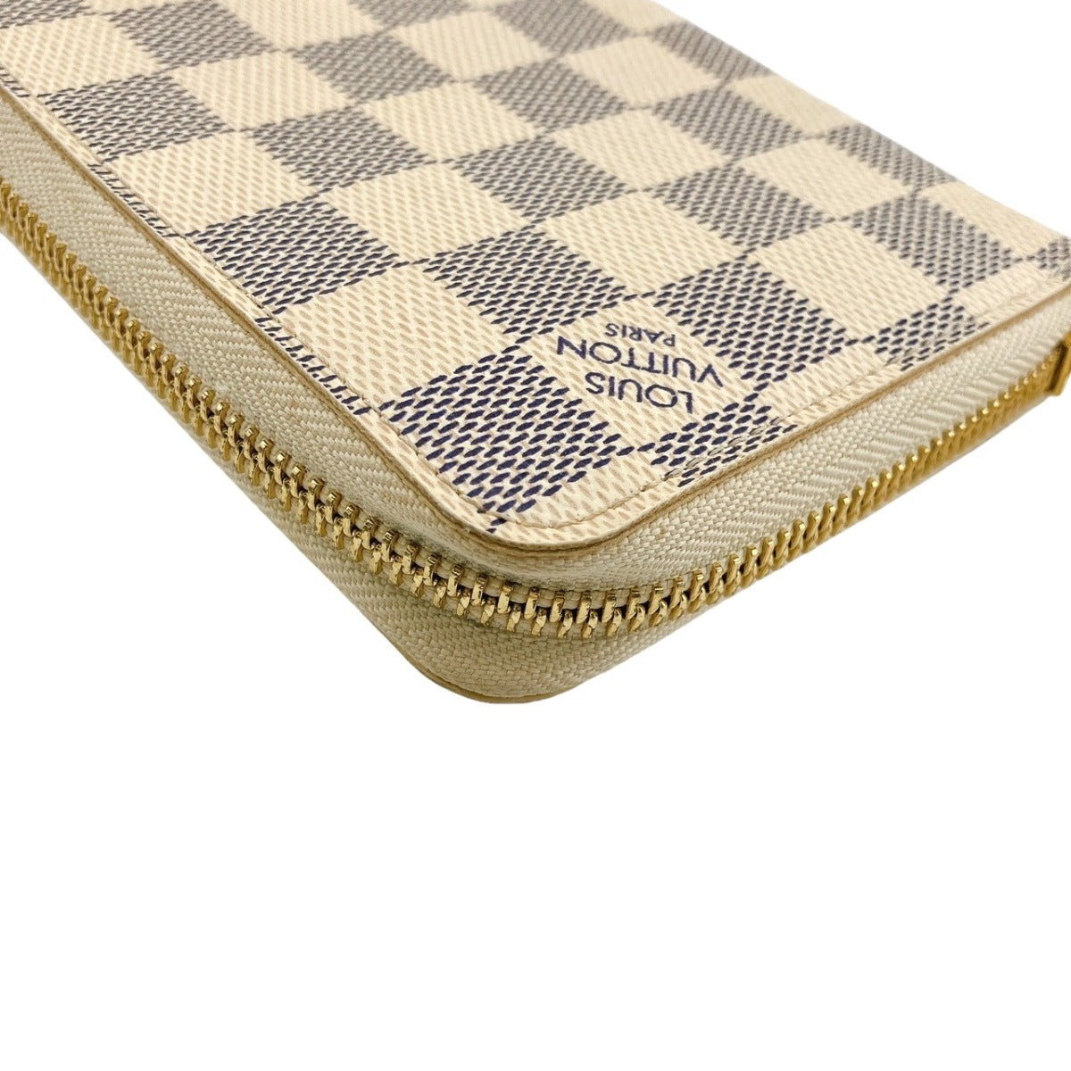 Louis Vuitton Long Wallet Purse N60019 Damier Azur Canvas White Zip Around Azur Zippy Wallet