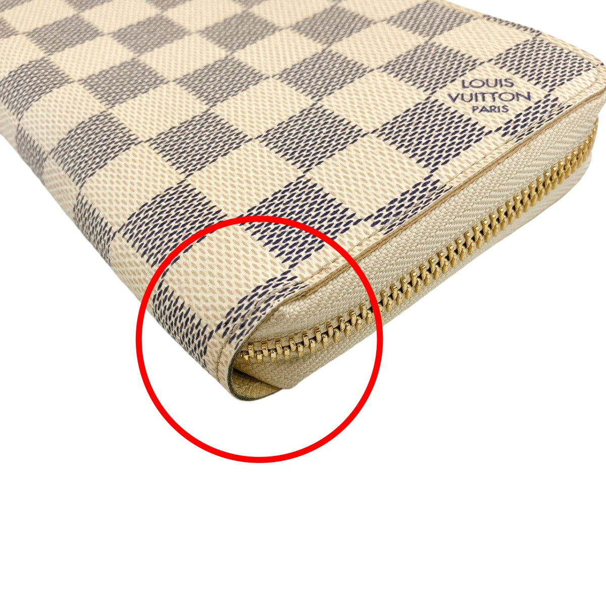 Louis Vuitton Long Wallet Purse N60019 Damier Azur Canvas White Zip Around Azur Zippy Wallet