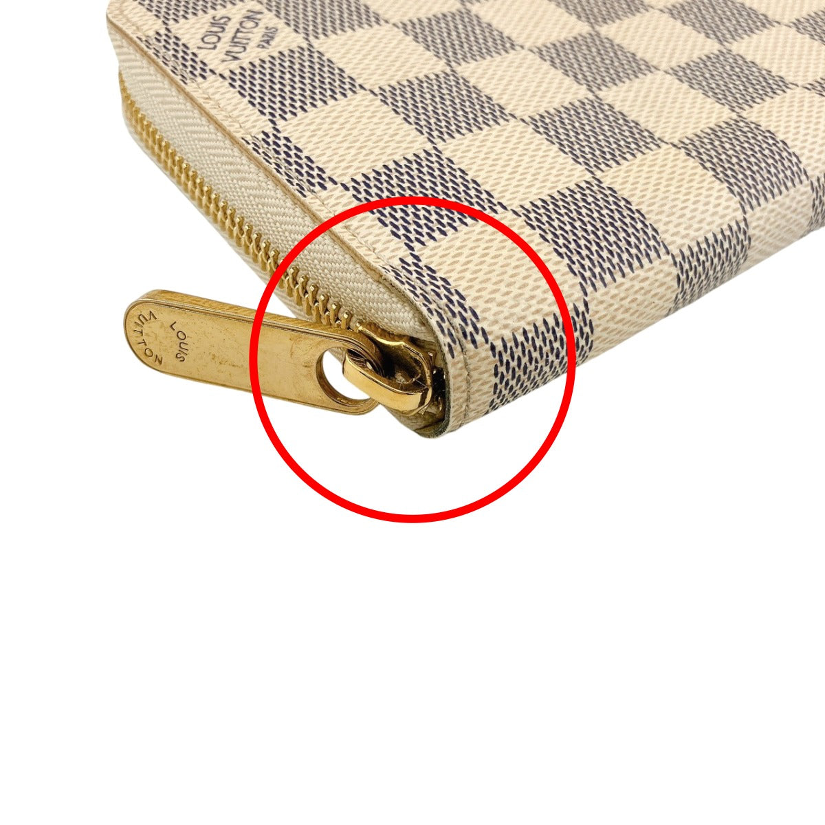 Louis Vuitton Long Wallet Purse N60019 Damier Azur Canvas White Zip Around Azur Zippy Wallet