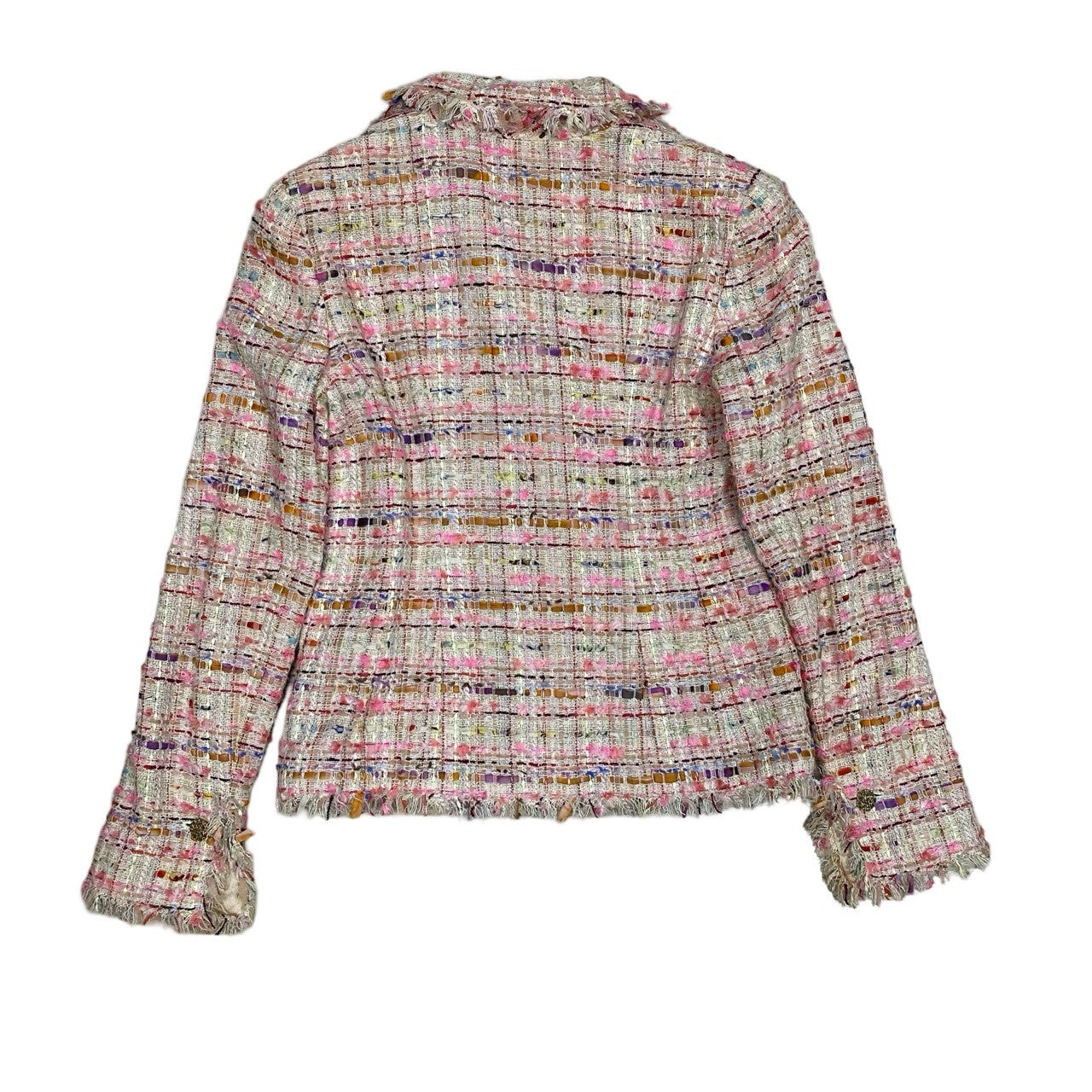 Chanel Tailored Jacket Cotton, Rayon, Nylon, Silk, Plastic Pink Coco Mark Women 40