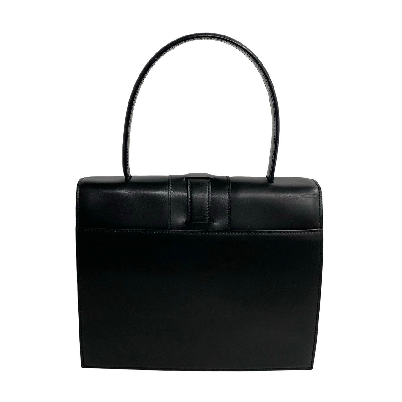 Celine Handbag Calfskin, Leather Black Ribbon Logo Metal Women
