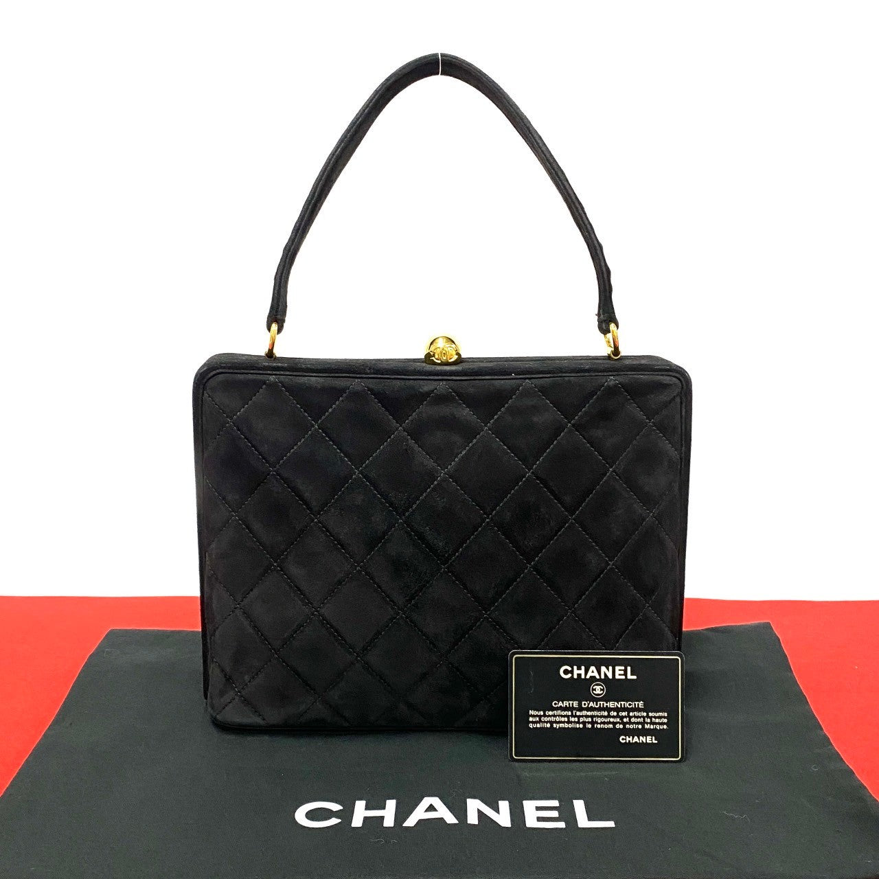 Chanel Handbag Suede Black Coco Mark Matrasse Women