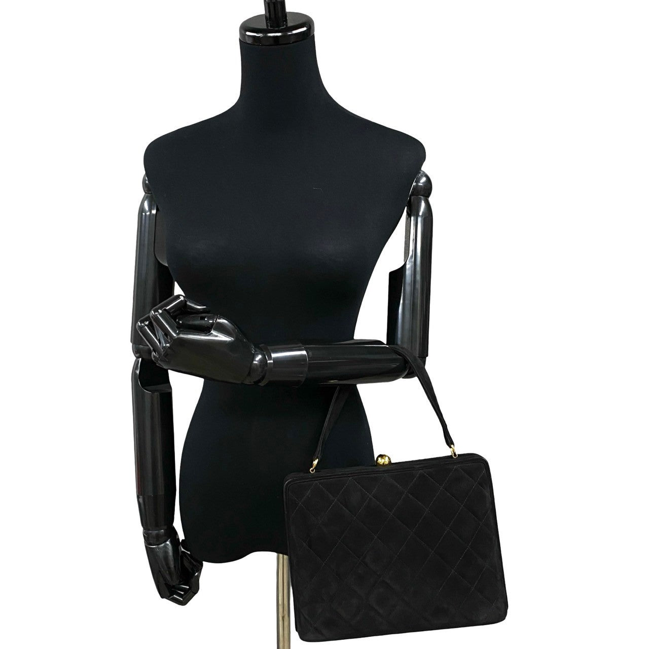 Chanel Handbag Suede Black Coco Mark Matrasse Women