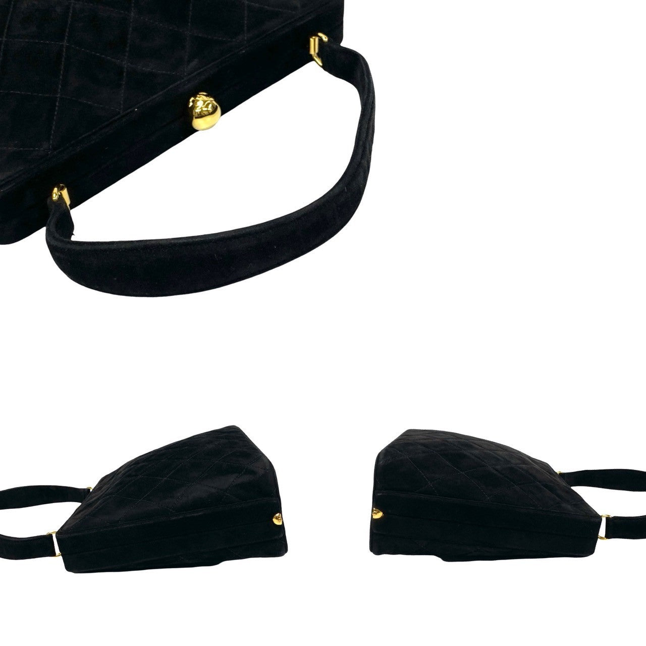 Chanel Handbag Suede Black Coco Mark Matrasse Women