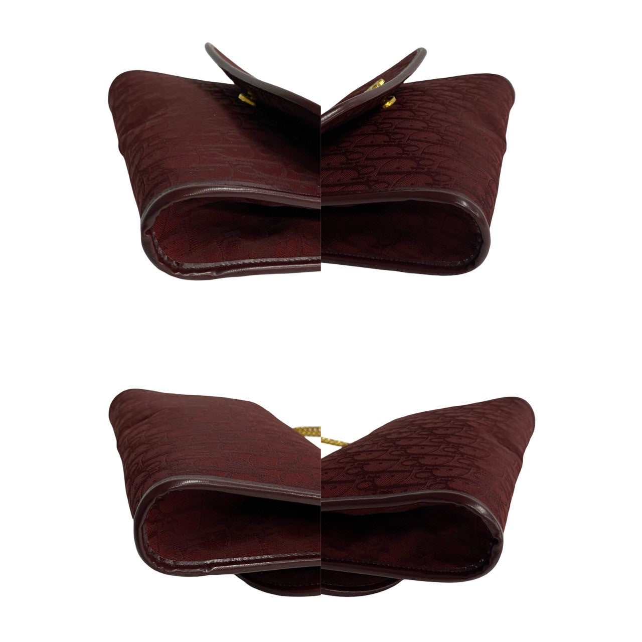 Christian Dior Shoulder Bag Leather Wine-Red