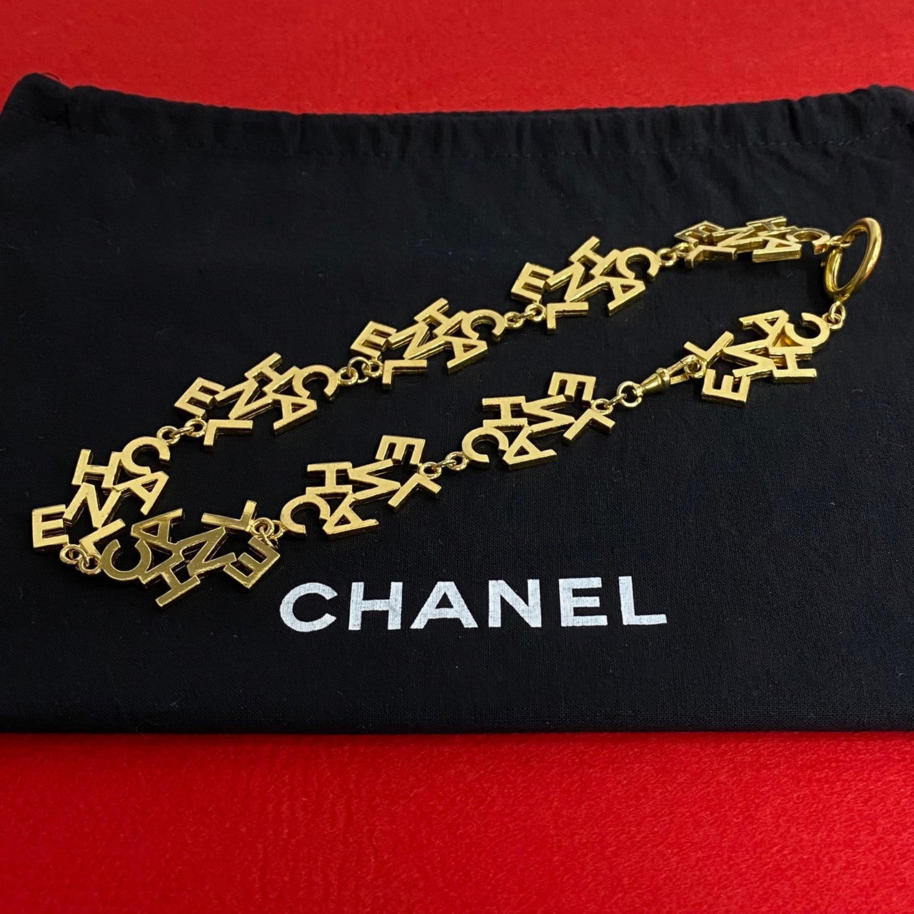 Chanel Necklace Gold Plated Gold Logo Motif Women