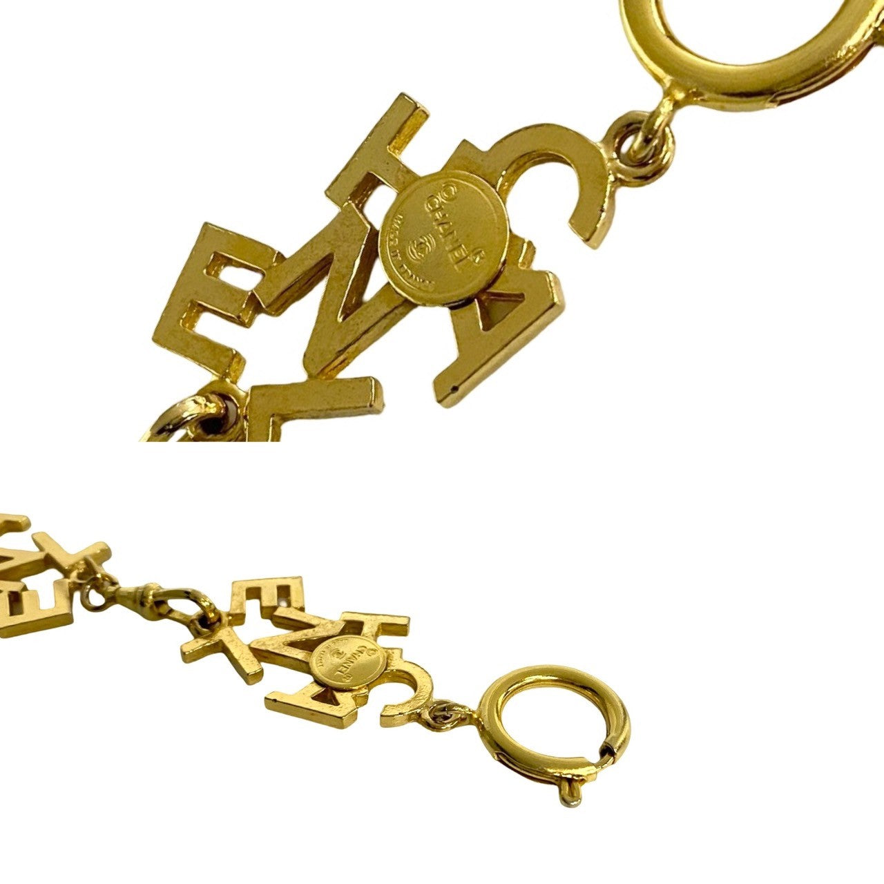 Chanel Necklace Gold Plated Gold Logo Motif Women